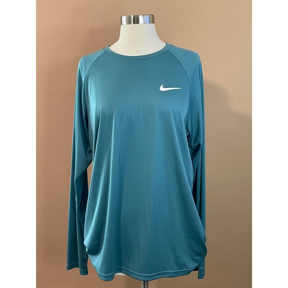 Nike Swim UPF 40+ Long Sleeve Rash Guard Teal Dri-Fit Hydroguard Men's/Unisex L